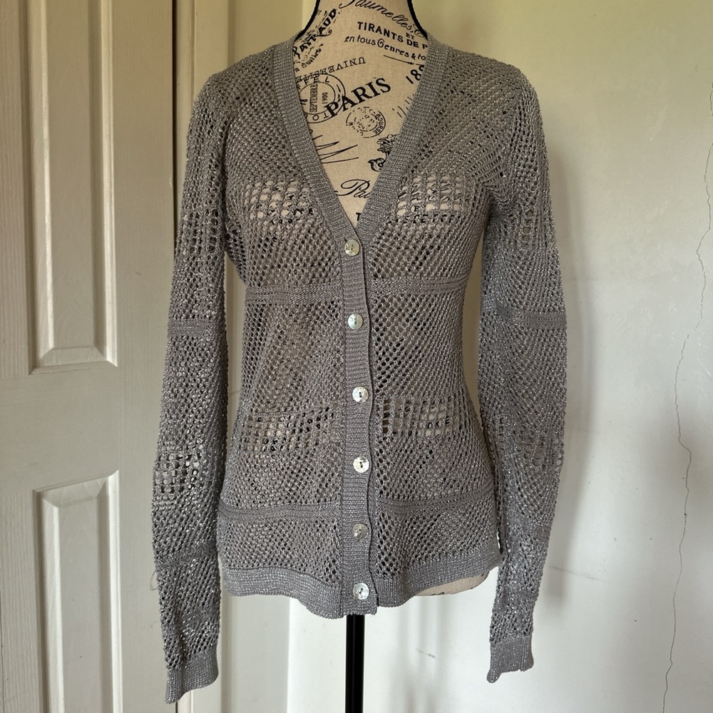 Silver Crochet Cardigan
